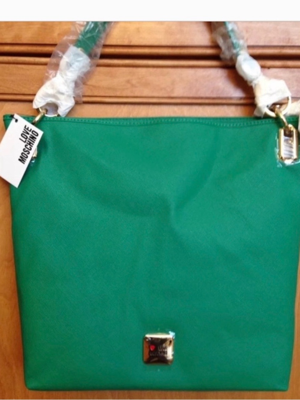 Love Moschino Green Cat Handle Tote Purse Bag - Picture 3 of 6